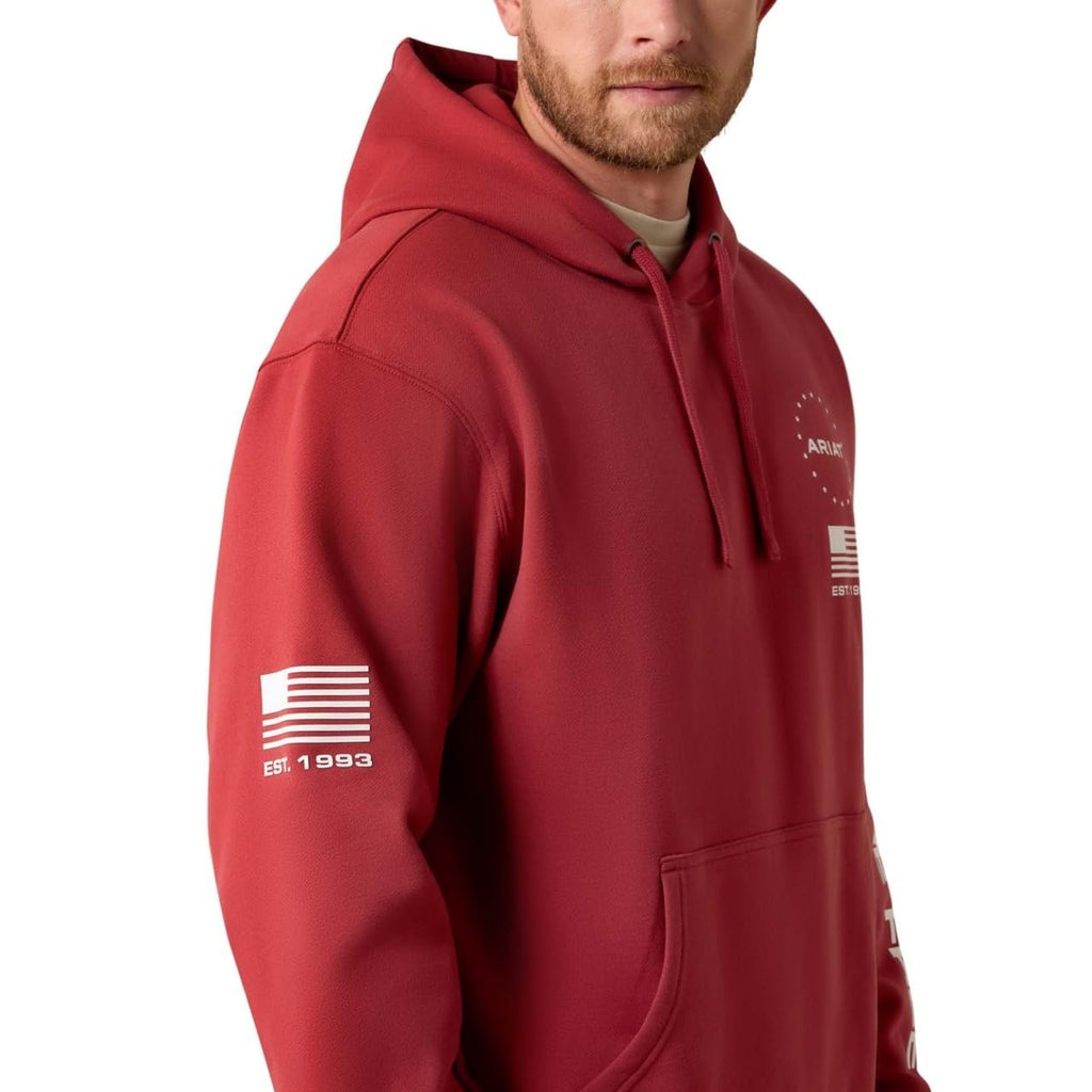 Ariat Men’s Sponsor Patriot Hoodie – Brick Red