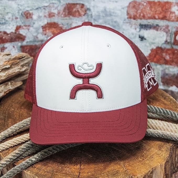HOOEY Mississippi State Cap, Maroon/White