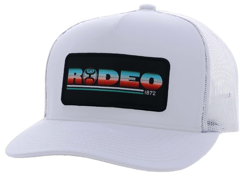 HOOEY Rodeo Adjustable Snapback Trucker Mesh Back Hat with Logo (White)